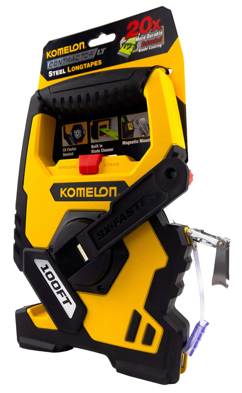 Komelon N9100 Open Reel Steel Tape Measure, 100-Feet, Yellow 30.5 m