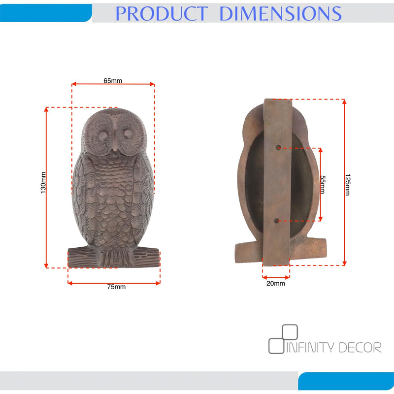 Infinity Decor Solid Brass Owl Shaped Door Knocker in Aged Bronze Finish – Premium Quality Hand Door Knocker for Entrance Front Door Furniture
