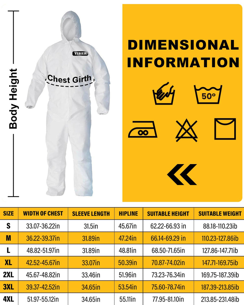 Hazmat Suit Disposable Coverall | Full Body Painters Suit in 7 Sizes with Multiple Specifications for Men & Women