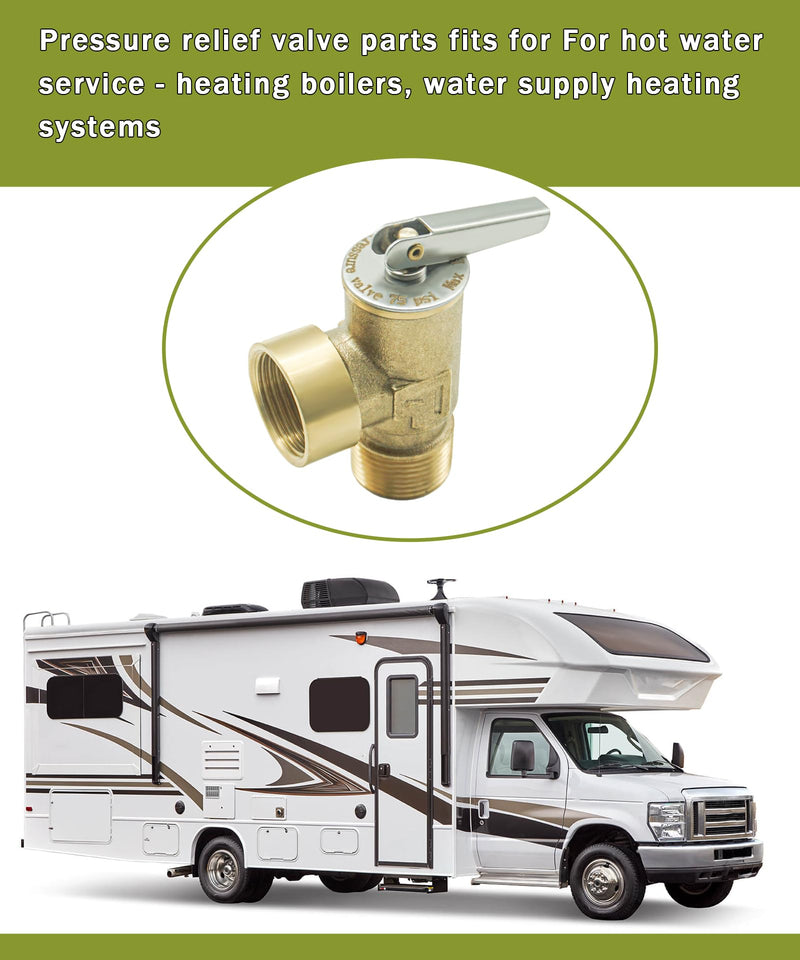 Temperature and Pressure Relief Valve with Extended Probe Fits For Suburban 3/4" NPT Thread RV Water Heaters Parts (75 PSI)