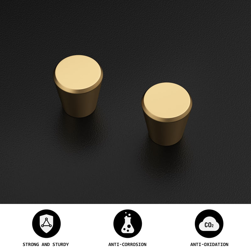homdiy 10 Pack Gold Cabinet Knobs Brushed Brass Dresser Drawer Knobs Round Gold Kitchen Cabinet Hardware Matte Gold