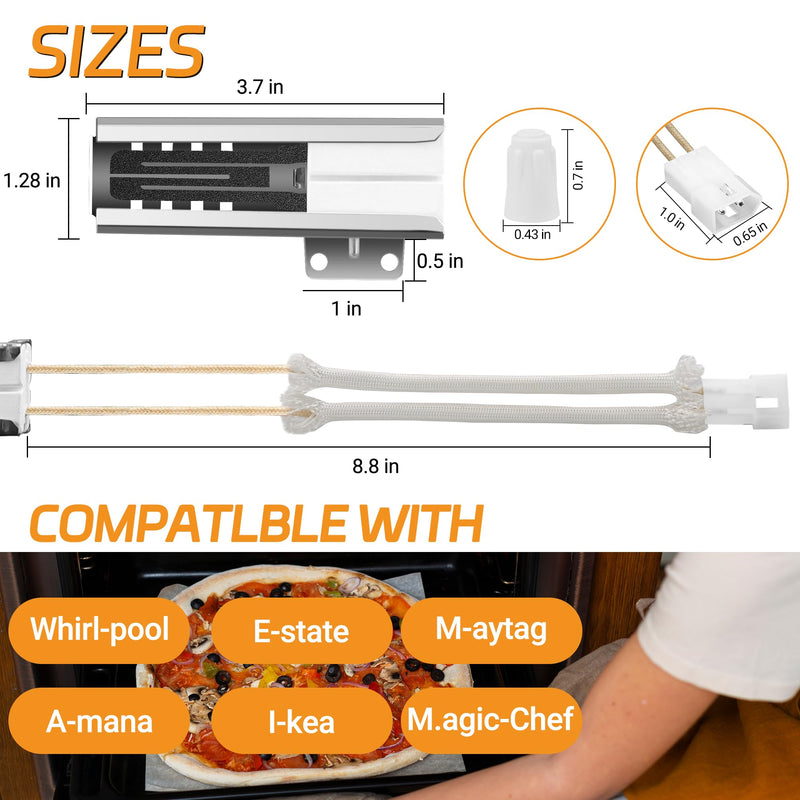 W10918546 Oven Igniter Fits for Whirl-pool Gas Range (SF1/2/3, TGP, VSF, WFG, YSF, AGG, AGR, FGP) A-mana E-state Ro-per May-tag M.agic-Chef I-kea Replaces W10918546 98005652 3186491 W10140611