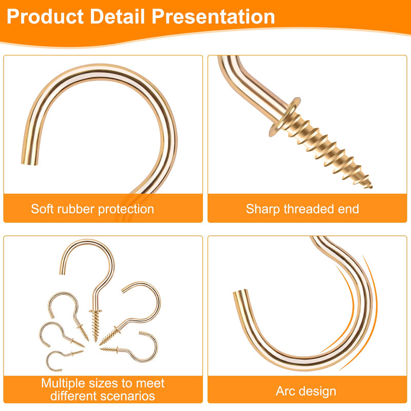Cup Screw Hooks,1 inch Metal Screw in Ceiling Hooks,100 Pack Metal Ceiling Cup Hooks Plant Hanger Hooks, Wind Chimes Hooks Kitchen Cup Hooks Great for Hanging Indoor & Outdoor Use(Golden) Gold 1 Inch