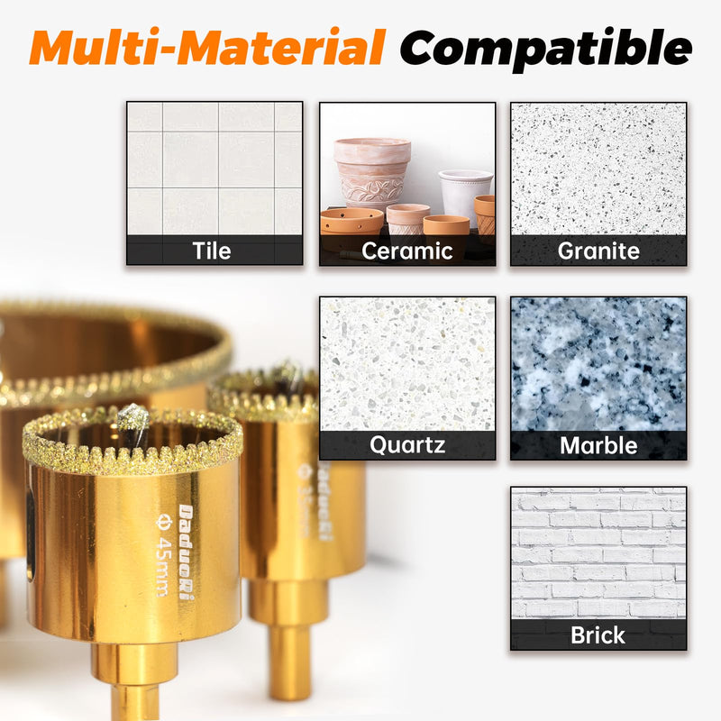 1-1/2" Serrated Diamond Hole Saw with 2Pcs Removable Pilot Bits, Easy-Align for Precise Drilling in Porcelain, Ceramic, Granite, and Marble (1.5" Countertop Drill Bit) 38mm | 1-1/2"
