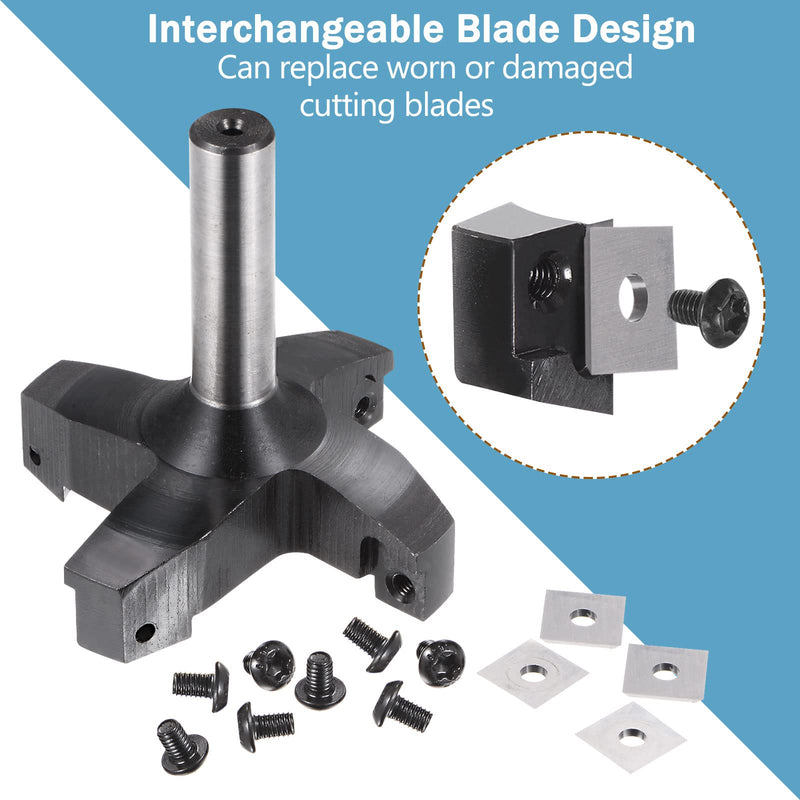 HARFINGTON CNC Spoilboard Surfacing Router Bit 3" Dia 1/2" Shank Cutting Tool, Carbide Tip Woodworking Slab Surfacing Bit