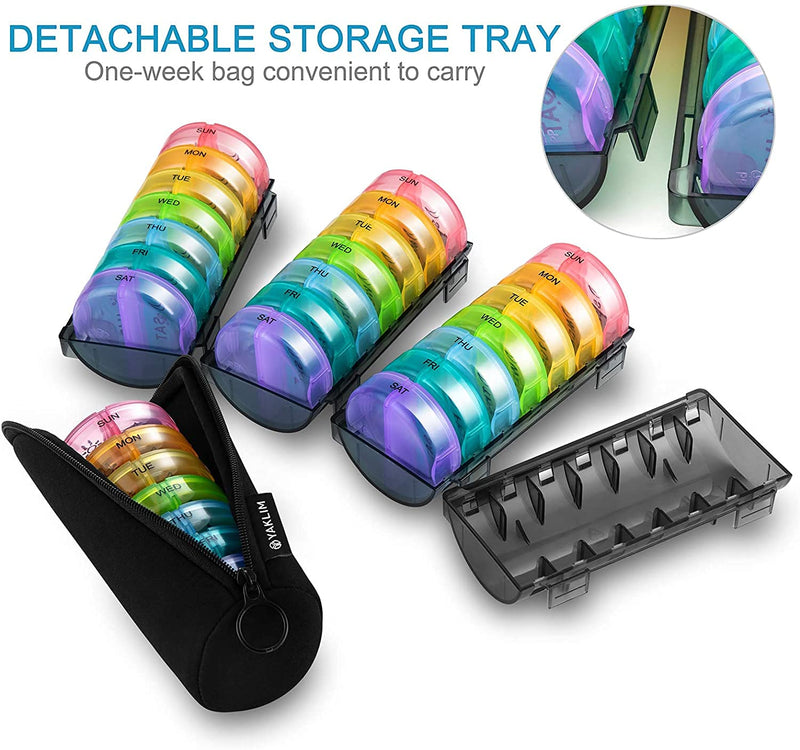 ［Upgrade］ Monthly Pill Organizer 2 Times A Day,One Month Box AM PM,Daily Cases Large 4 Week,Medication 28 Days Dispenser for Pills,Fish Oils, Vitamin,Supplement(Rainbow)… Rainbow