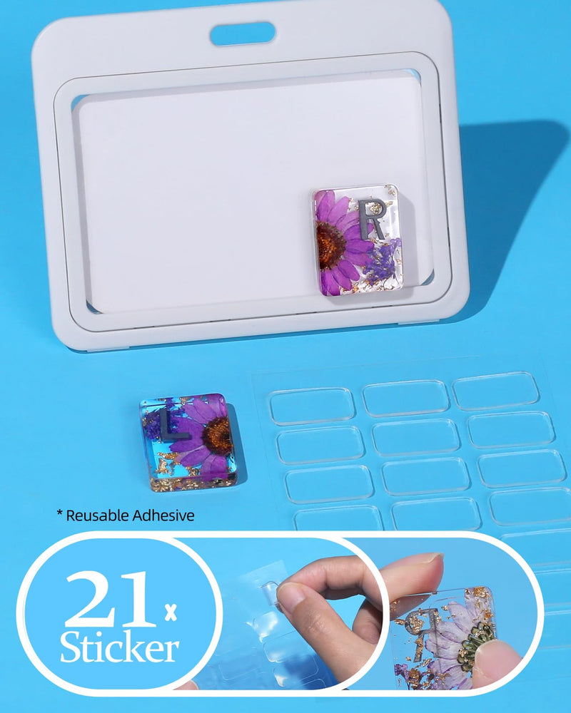Plifal Xray Markers with Lead Initials Flower - X-ray Markers Purple Dried Floral Glitter in Resin Radiology Include Reusable Adhesive Tapes to Nurse Radiologist Badge Reel Buddy, Easy to Identify