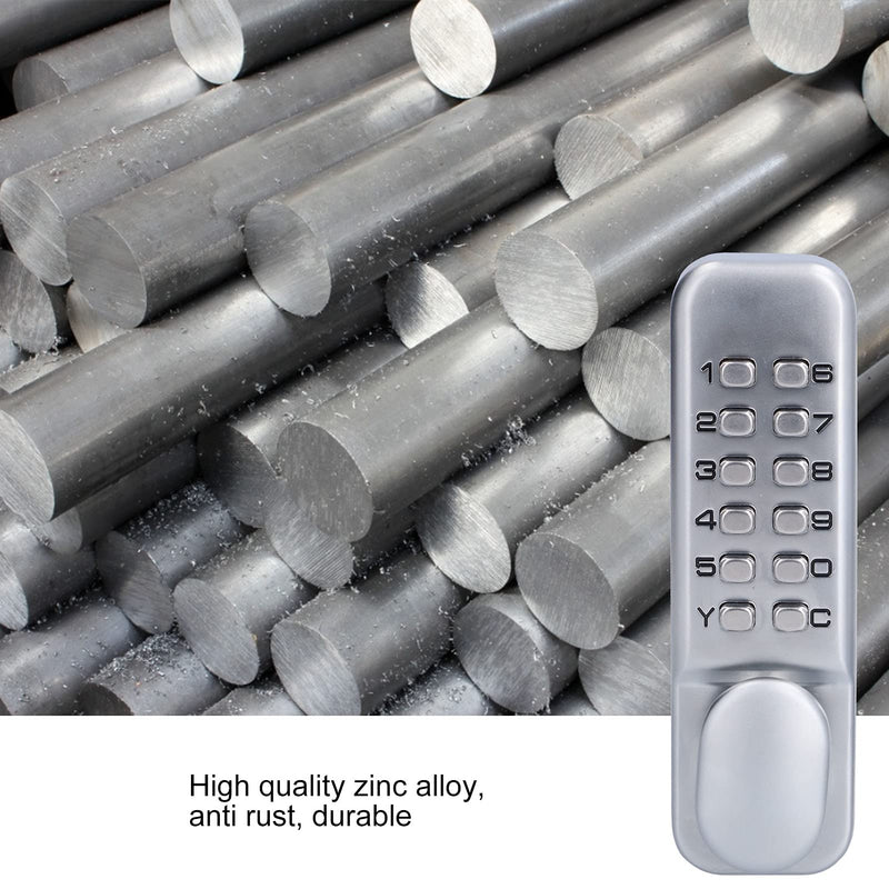 Keyless Gate Locks for Outdoor Fence, Mechanical Keypad Lock, Smart Lock for Outdoor Gate, Patio, Garage, Backyard, Bidirectional Install, Weatherproof Zinc Alloy (Silver) Silver