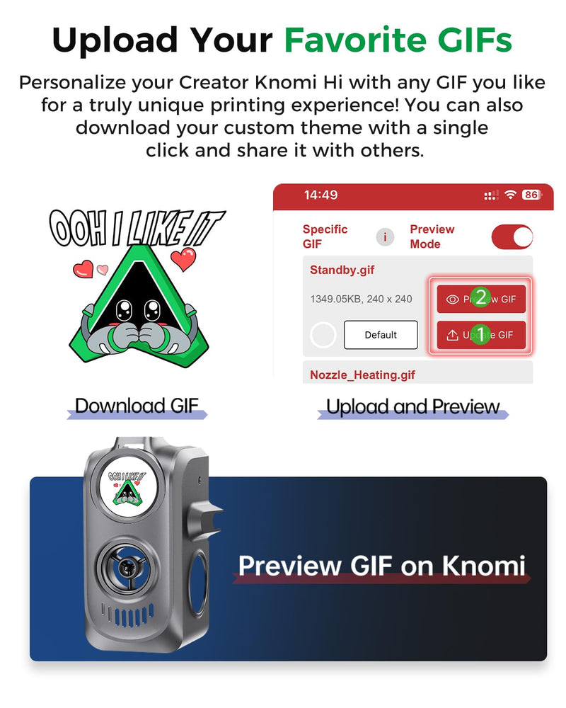 Creality Official Creator Knomi Hi, Expressions Visualized Smart Print Head Display Screen, Custom Colors & GIFS, Real-time Display of Printing Status, 3D Printer Upgrade Accessories for Creality Hi