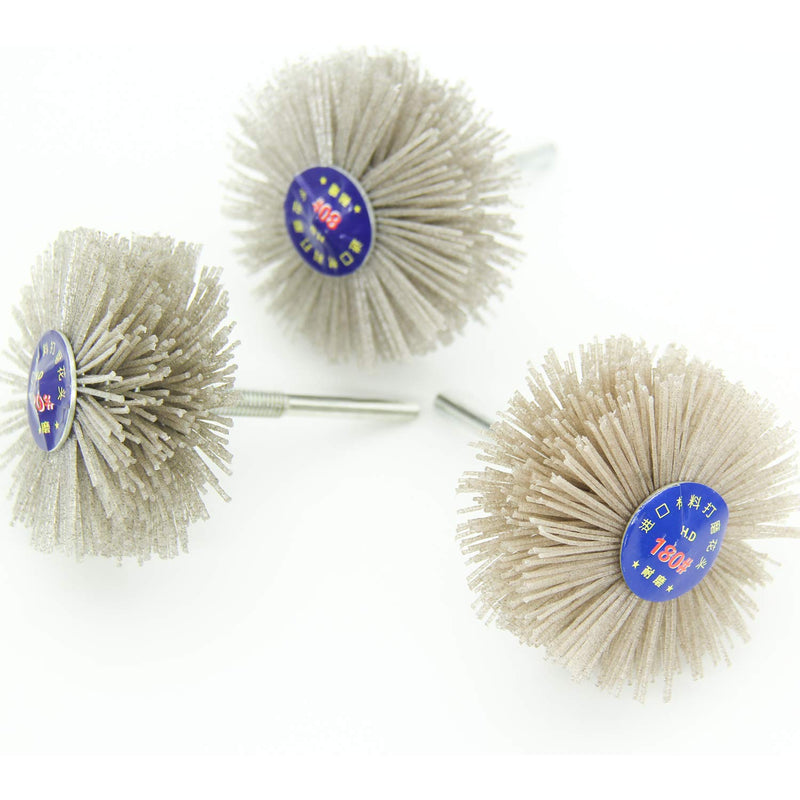Woodwork Polish Grinder, Nylon Wheel Brush Abrasive, Grinding Head with 6mm Threaded Shank, Abrasive Nylon Wheel Brush, Sanding Mop, Abrasive Wheel (80/120/180# 3Pcs) 80/120/180# 3Pcs - NewNest Australia