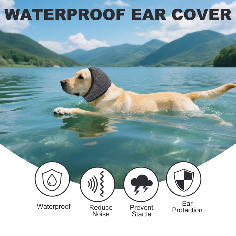 Dog Ear Muffs No Shake Ear Wraps for Dogs Ear Protection for Noise & Anxiety Relief Comfort Calming Hoodie, Protection Firework Grooming Bathing and Force Drying (Grey L) Grey