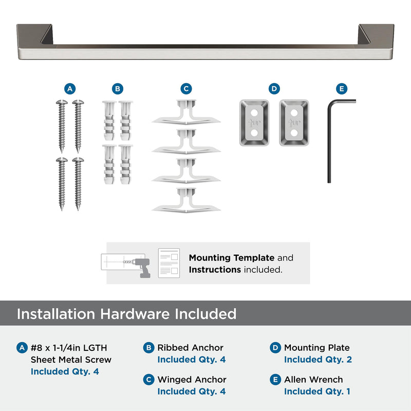 Amerock BH36003G10 | Brushed Nickel Towel Bar | 18 inch (457 mm) Center-to-Center Towel Rack | Blackrock | Bathroom Towel Holder | Bathroom Hardware | Bath Accessories