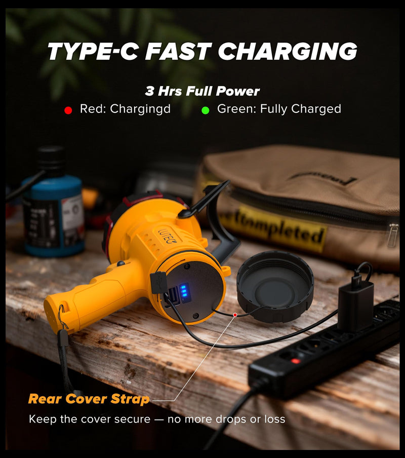 LUTEC 2 Pack Rechargeable Spotlight Flashlight 90,000 Lux Super Bright, IP67 Waterproof Rechargeable Spotlights Handheld with 4 Modes Search Light with Foldable Stand and Red Light Filter (Orange) Orange