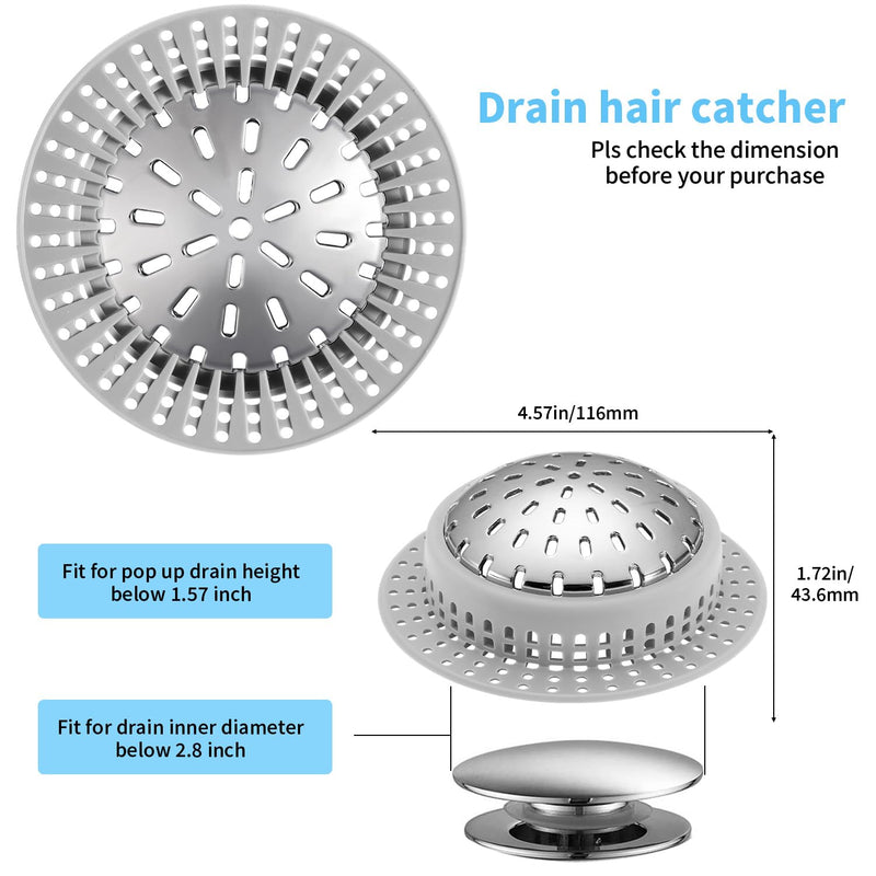 Drain Hair Catcher, Upgraded Drain Catcher with Silicone Designed for Regular Drains, Catch Hair Easily Without Slowing Drainage, Prevent Clogging Plug Hole Hair Catcher (Large) Large
