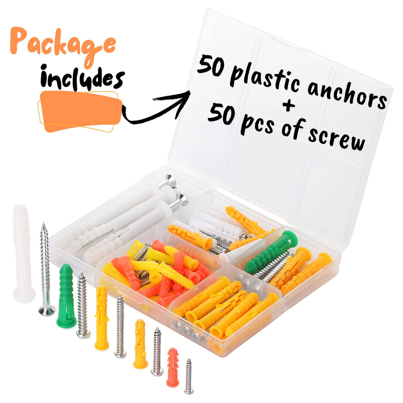 Mr. Pen- Wall Anchors and Screws for Drywall, 100 pcs, Assortment Kit, Screws and Anchors, Drywall Anchors and Screws Kit, Anchors and Screws Kit, Drywall Screws and Anchors, Dry Wall Mount Screws