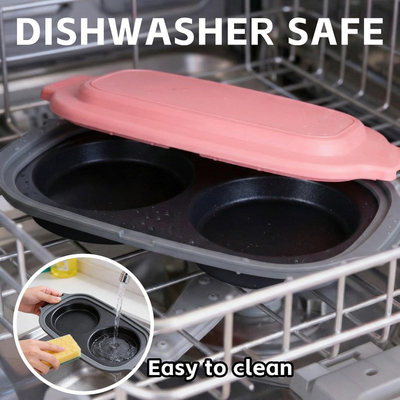 Microwave Egg Cooker, Quick-Heat Poacher Fryer with Lid, for Breakfast Sandwiches Dishwasher Safe Portable Multi-Use Egg Cooker Easy to Use and Clean (pink) pink