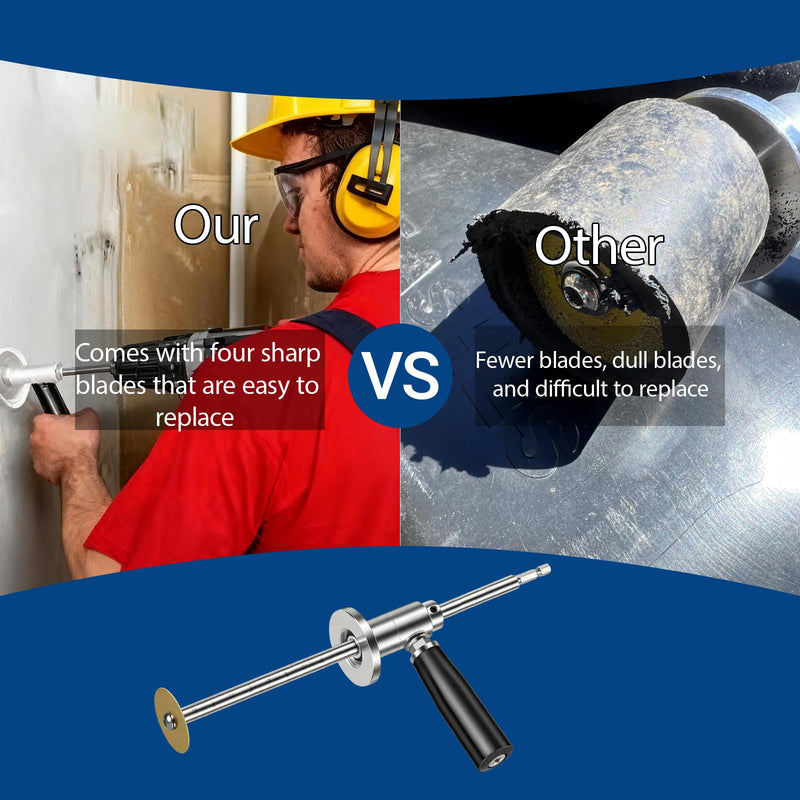 Inside Pipe Cutter for PVC Pipe Cutter, 7 Inch PVC Pipe Cutter Adjustable Cut Depth, with Handle and 4 Diamond Grit Cutting Wheel, 1/4in Hex Shank Fit for Impact Drivers
