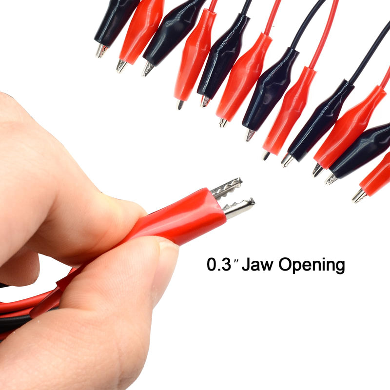 QTEATAK 3 Pairs 6 Units of Packaging Alligator Clips with Wires Test Cable Red-Black Wire Adhesive Design 100cm/39.4inches Long