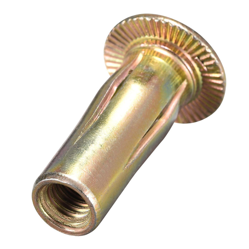 uxcell Multi-Grip Rivet-Nut, M6 Pre-Bulbed Shank Carbon Steel Color-Zinc-Plated Flat Head Threaded Insert Nut 40Pcs 40