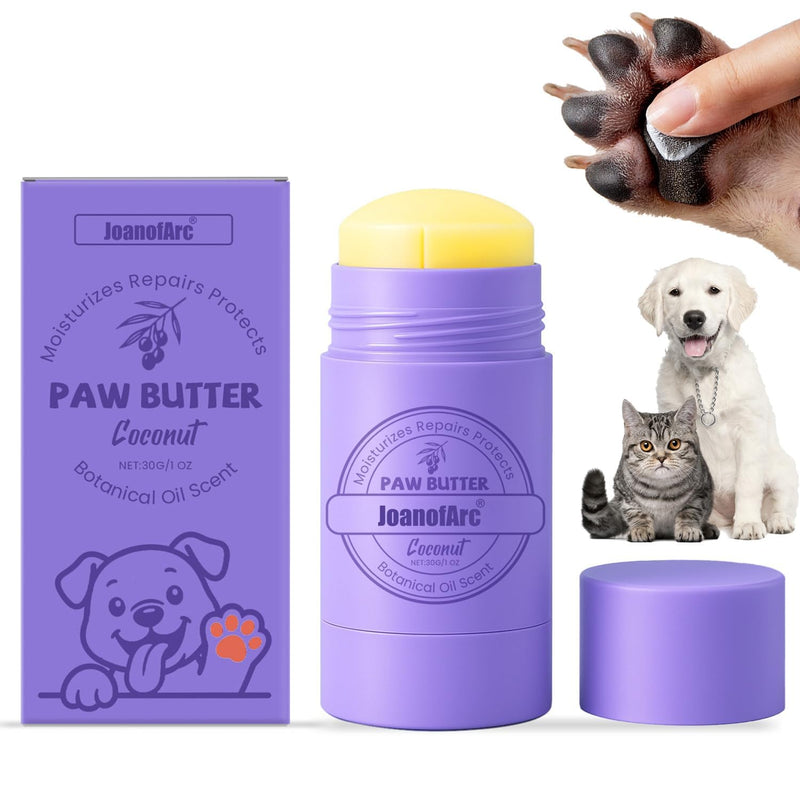 Dog Paw Balm, Lick-Safe Dog Paw Nose Balm, Moisturizer Soother Dry Cracked Snout Paws with Coconut Oil, All-Natural Nose Cream for Dog Cat Paws, Nose, Elbows, Horse Hoof, Cat Petts Care, 30g /1oz