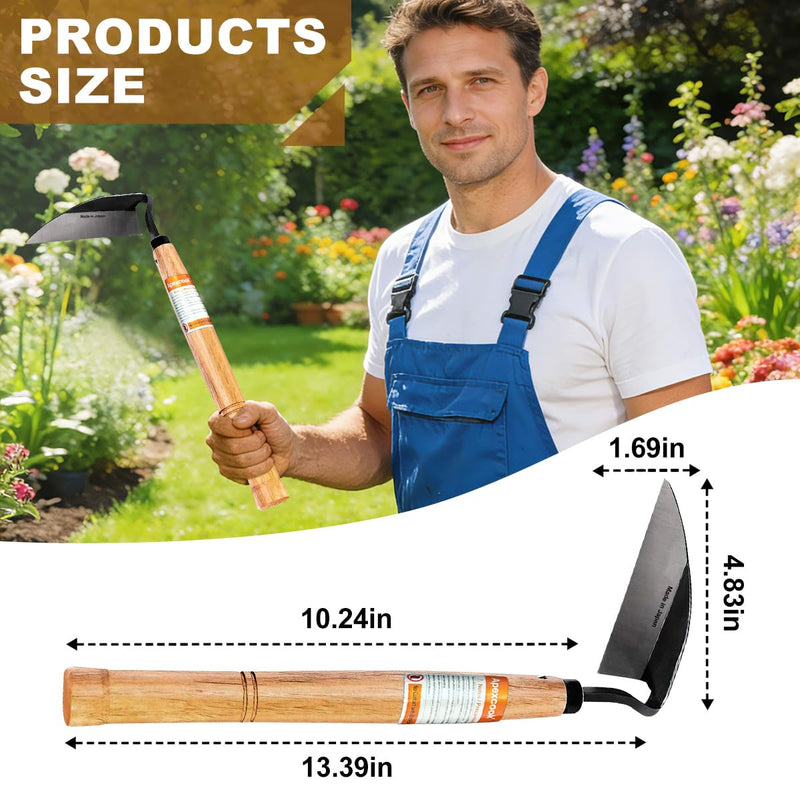 Garden Weeding Hoe, Professional Handheld Weeding Tool with Solid Wood Handle, Sharp Blade Manual Weeder for Garden, Yard, Farm, Vegetable Field and Courtyard Weed Removal