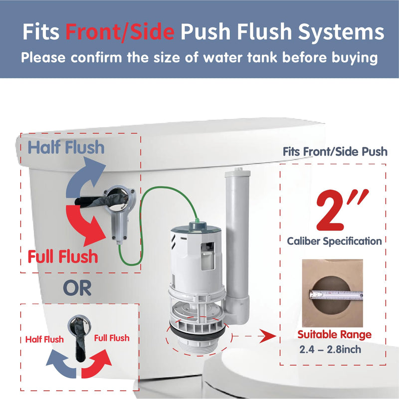 Toilet Tank Replacement Kit for Lever-Handle Toilets - Includes Water-Saving 2-Inch Dual Flush Valve Replacement with Integrated Handle & Adjustable Fill Valve Fits 2-inch drain holes