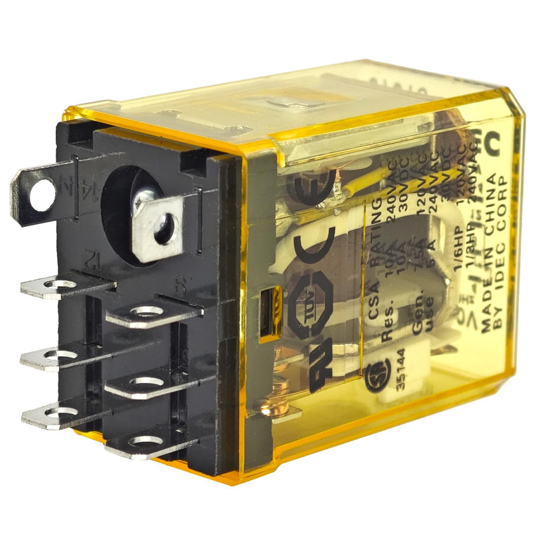 RH2B-ULAC110-120V 10A Power Relay (Pack of 2) - 8-Pin 110/120VAC, DPDT, Plug-in, Blade Terminals, LED Indicator