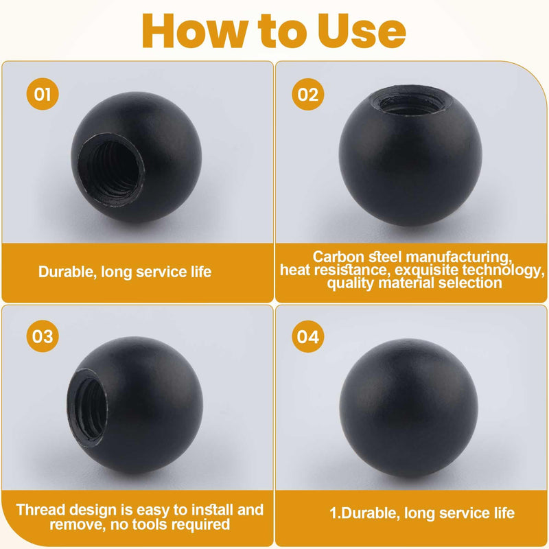 10 Pcs M4 Thread Cap Knob, Light Fixture Fastening Knob, Decorative Caps Cover Screw Caps Ball for Furniture Lighting, Lamp Decoration (Black)