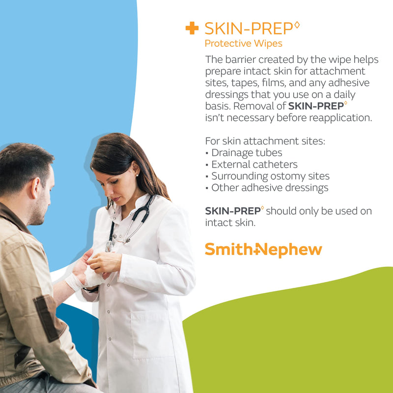Smith+Nephew SKIN-PREP◊ Wipes, Protective Dressing Wipes, Skin Barrier Film, Contains Alcohol, Box of 50 50 Count (Pack of 1)