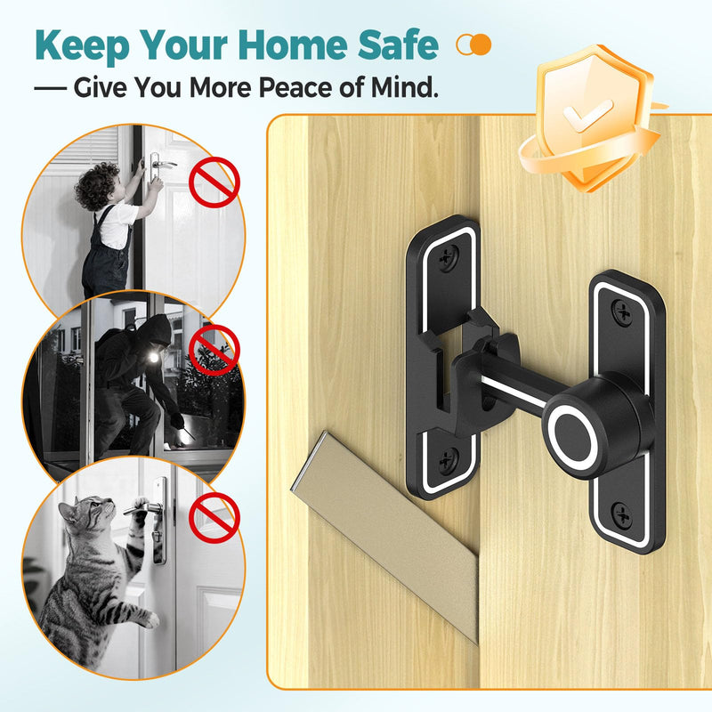 Barn Door Lock 2.4" 90/180 Flip Gate Latch, Luminous Black-4 Pcs