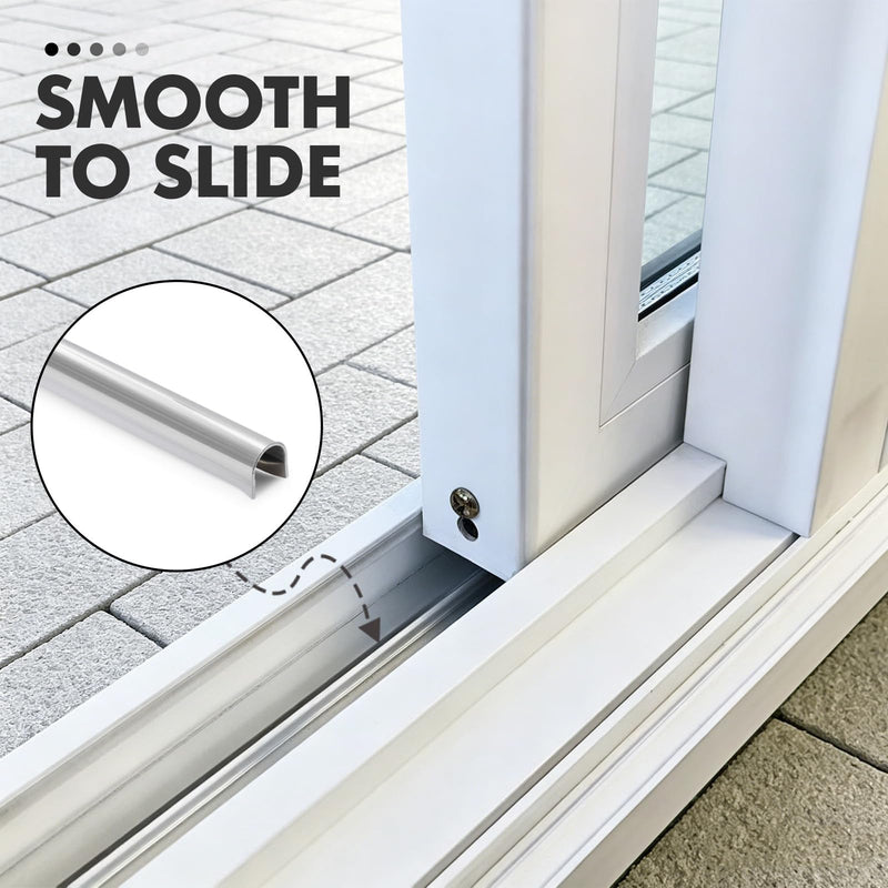 4 Pack Sliding Door Repair Track Cover– Repair Worn or Damaged Sliding Glass Door Tracks and Horizontal Window Tracks, 1/4” x 6’, Stainless Steel