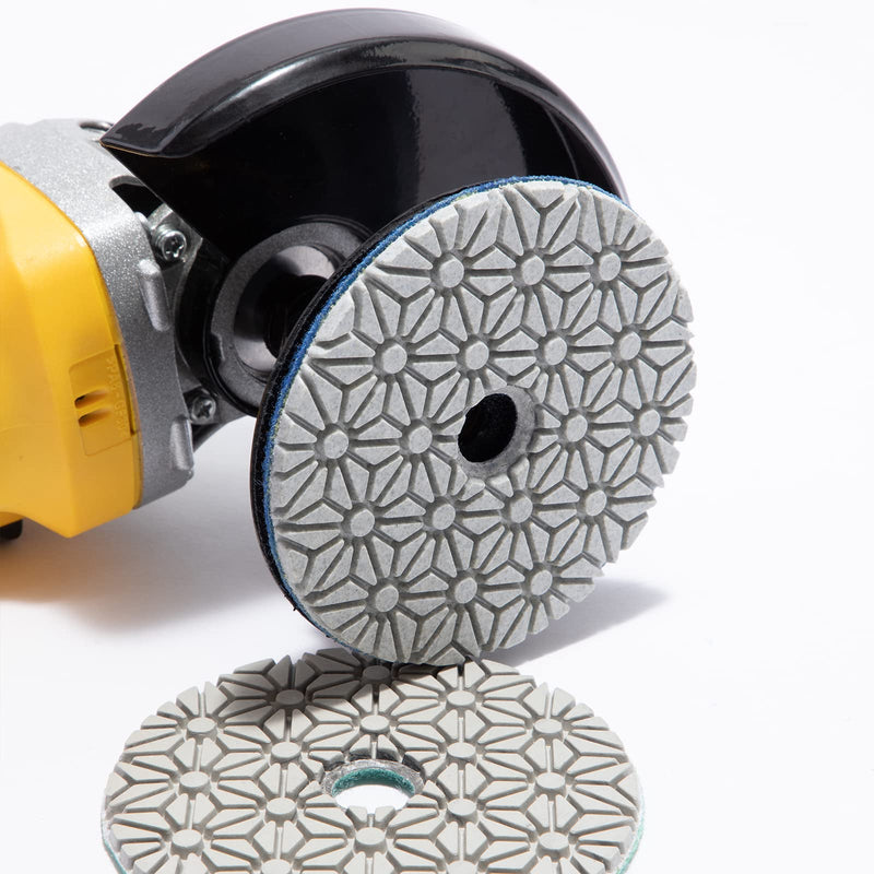4" Diamond Polishing Pads 3 Step High Efficiency Abrasive Disc for Granite Marble Concrete Flexible Grinding Rubber Backing Pad Included 3 Steps