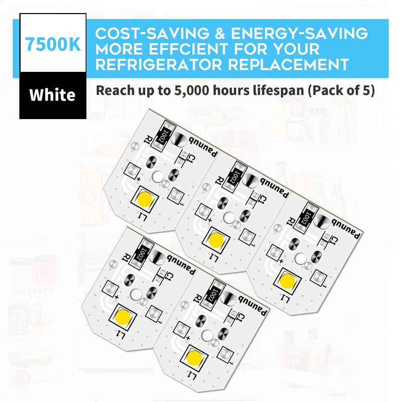 New Upgraded WR55X11132 Refrigerator Bulb Light Replacement Led Compatible WR55X25754 WR55X26486 WR55X30602 EAP12172918 4590213 AP6261806 PS12172918, No-Include Plastic Cover, Waterproof, 5PCS in One