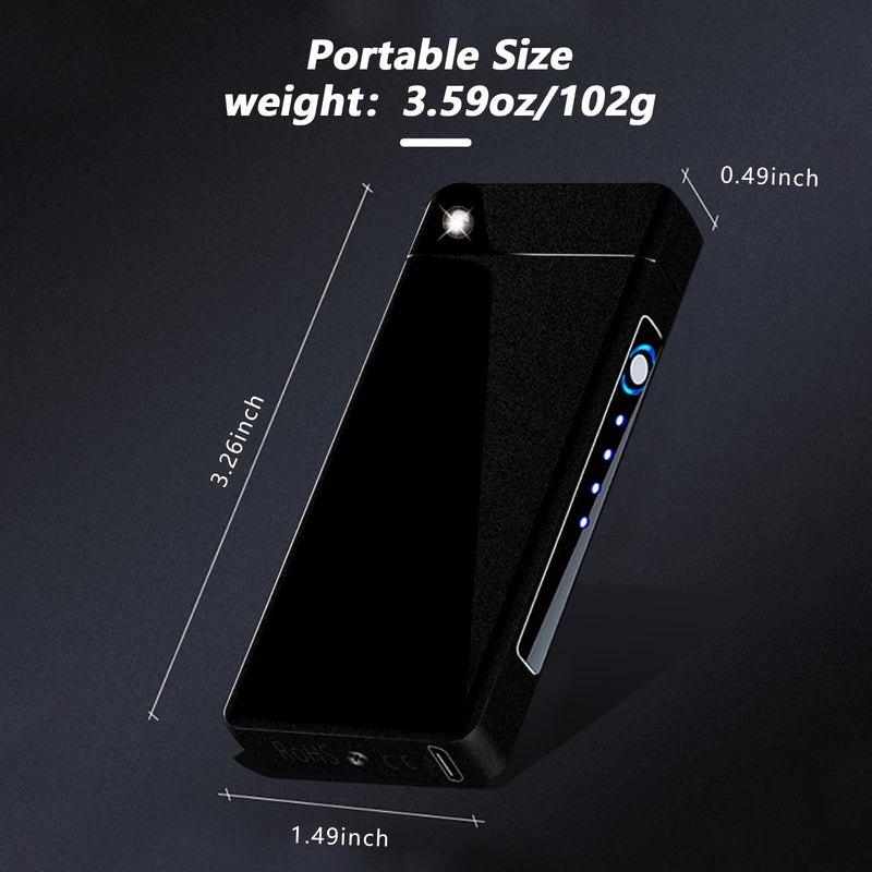BABOBIU USB Lighter Rechargeable Lighters Windproof Lighters Metal Body Battery Display Arc Flame Push Button Type-C Fast Charging for Candles Outdoor Hiking Father's Day (Matte Black) Clean Matte Black