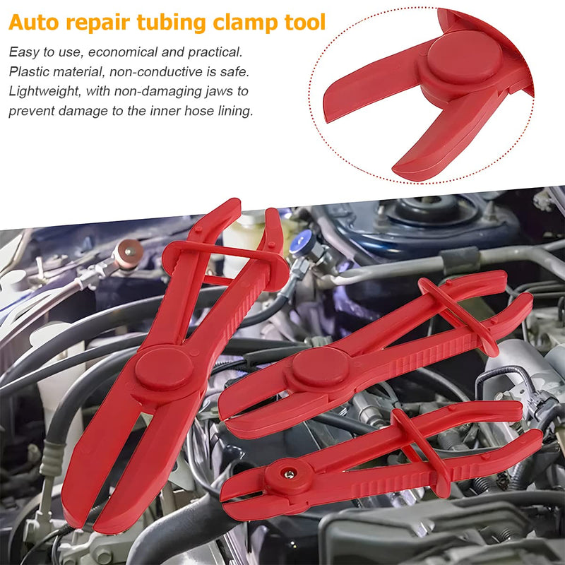 zipelo Hose Clamp Pliers, 6 Pack 3 Size Line Pinch Clamps Set, Plastic Hose Pinching Off Pliers for Automotive Radiator, Brake, Gas, Coolant Hoses and Fuel Lines, Vehicle Tools Car Accessories