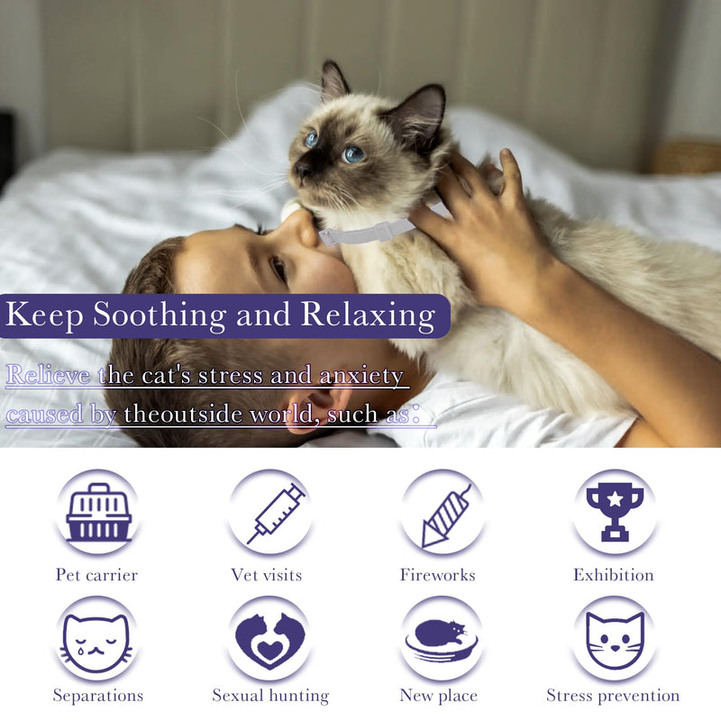 4 Pack Calming Collar for Cats - Adjustable Cat Calming Collar,Cat Calming Collar Anti Aggression for Cats,Cat Stress and Anxiety Relief for Small,Medium Large Cat