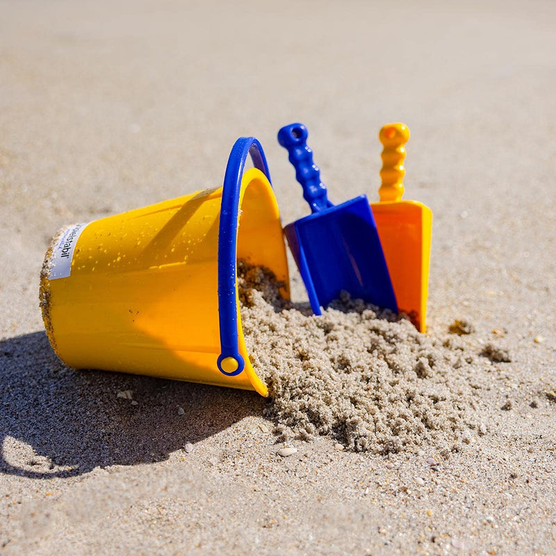 Spielstabil Large Sand Toys Bundle for Kids - Heavy Duty Sandbox Toys with Large Pail, Sieve, and 2 Scoops, Kids Summer Toys for Beach, Colors Vary, Ages 2.5 and Up