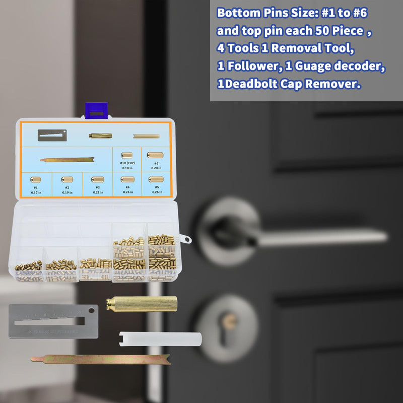 Rekey Kit for Kwikset Locks Compatible with Kwikset Rekey Kit, Door Lock Pinning Kit for Home Security, with Bottom Pins, Follower, Removal, (1-6, 50 Each) DIY Rekey Kit