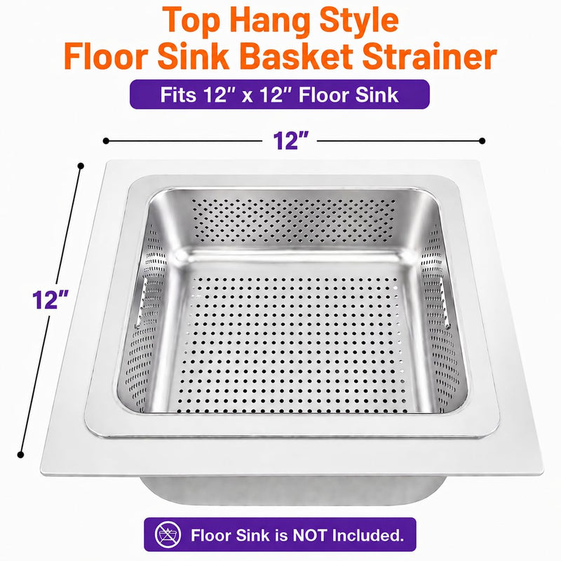 GSW FS-BS Stainless Steel Floor Sink Drain Strainer 10” x 10” x 2-1/2” 3"H SS