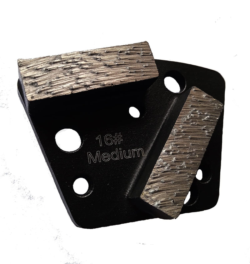 3 Pcs Trapezoid Sintering Diamond Grinding Disc Block for Concrete Floor | Grit 16# Medium Bond 6 hole