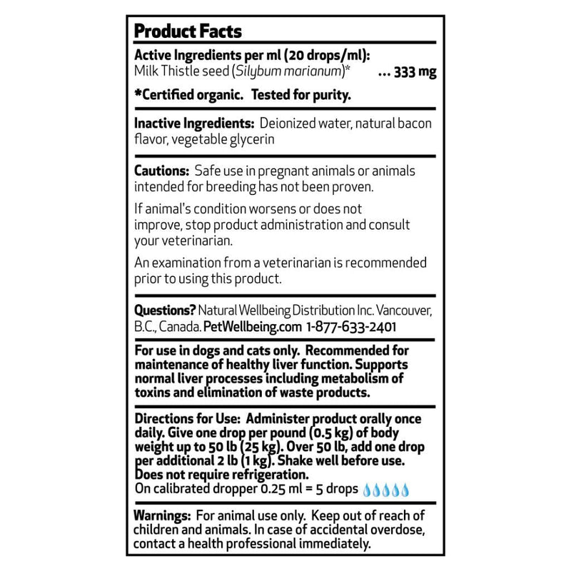 Pet Wellbeing - Milk Thistle for Cats - Natural Support for Feline Liver health - 2oz (59ml) - PawsPlanet Australia