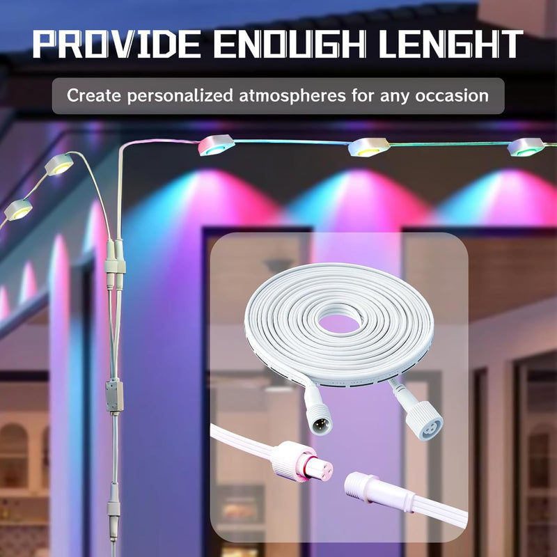 16FT Extension Cable for Govee Outdoor Permanent Lighting Extension Cord,IP68 Waterproof Extension Cord for Govee H705A H705B H705C H706A H706B and H706C Models