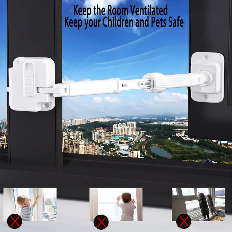 CMINGJ（3 Pack） Child Proof Window Restrictor, Adjustable Baby Safety Window Lock, Window Safety Locks for Toddlers & Pets, Easy to Install Suitable for Door, Washing Machine, Cat Door (White) 3 pack