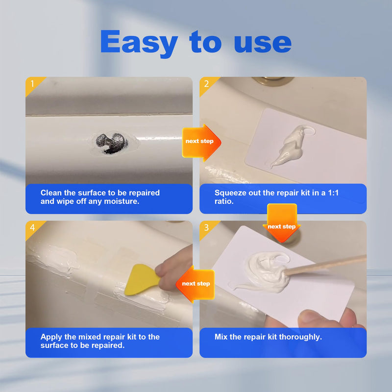 Tub Repair kit White，Great for Porcelain Sink,Ceramic,Marine Fiberglass Shower,Acrylic Bathtub Patch chip,Erase a Hole,Toilet refinishing,high Strength Small Hole Grout Chip Repair Caulk,5.28oz (3) 3
