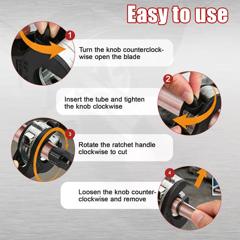 Ratcheting Pipe Cutter Tool,Ratchet-Type Tube Pipe Cutter,One-Hand Fast Pipes Cutting Tool,for Cutting 5/16-1-1/8 Inch Pvc Stainless Steel Copper Aluminium,Quick Cut Ratcheting Tubing(Black,1/4"–7/8") 1/4"–7/8" Black