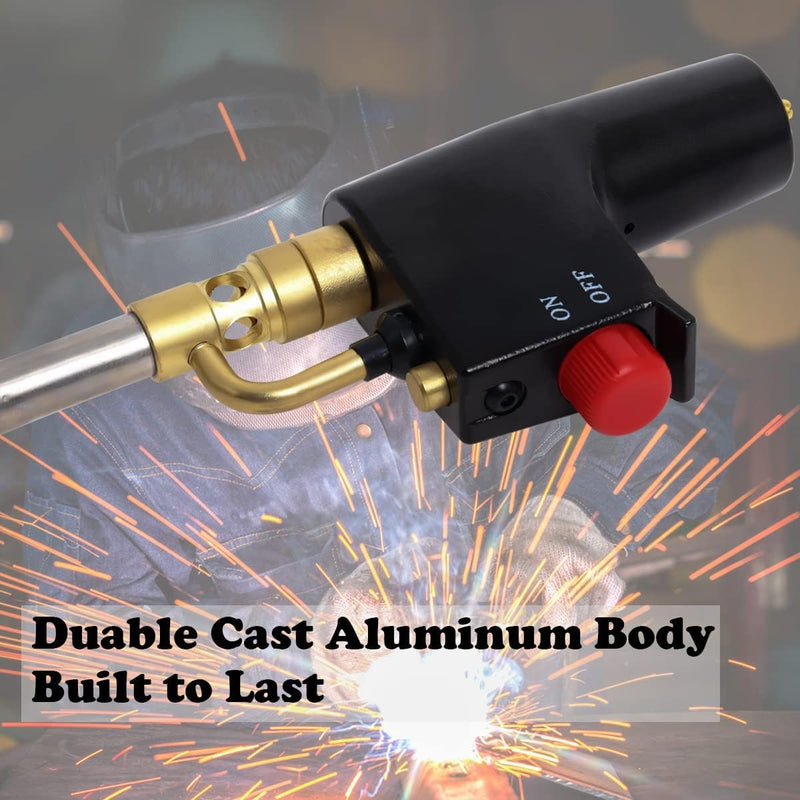 TS4000 Trigger-Start Torch Head,MAPP/Propane Gas Torch Kit with Push Button Start - Angled Burner Handheld Torch for Light Welding, Soldering, Brazing, Heating, Thawing and More