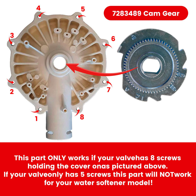 7384691 7286039 WS26X10021 7281291 Water Softener Motor and Cam Gears for High Flow 1" systems, Cam Gears Part Number 7283489, Original OEM Part with Screws