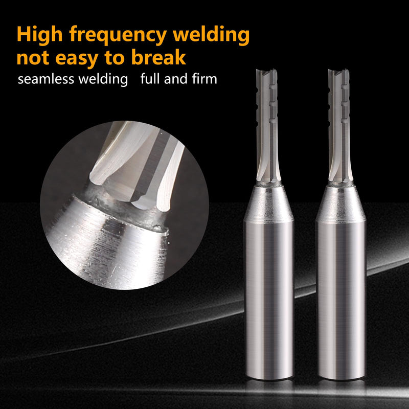 CNC Router Bits 1/2 inch Shank 3 Flutes TCT Straight Router Bit Straight Flute End Mill Cutters Woodworking CNC Trimming Slot Bits Milling Cutter for Wood (12.7 * 6 * 25, 2) 12.7*6*25