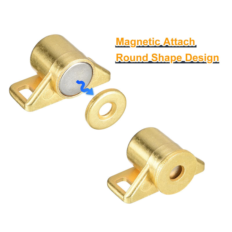 uxcell 8 Set Magnetic Cabinet Door Catch Zinc Alloy Magnet Cabinet Latch Closure Hardware for Kitchen Cupboard Closet Furniture Doors, Gold