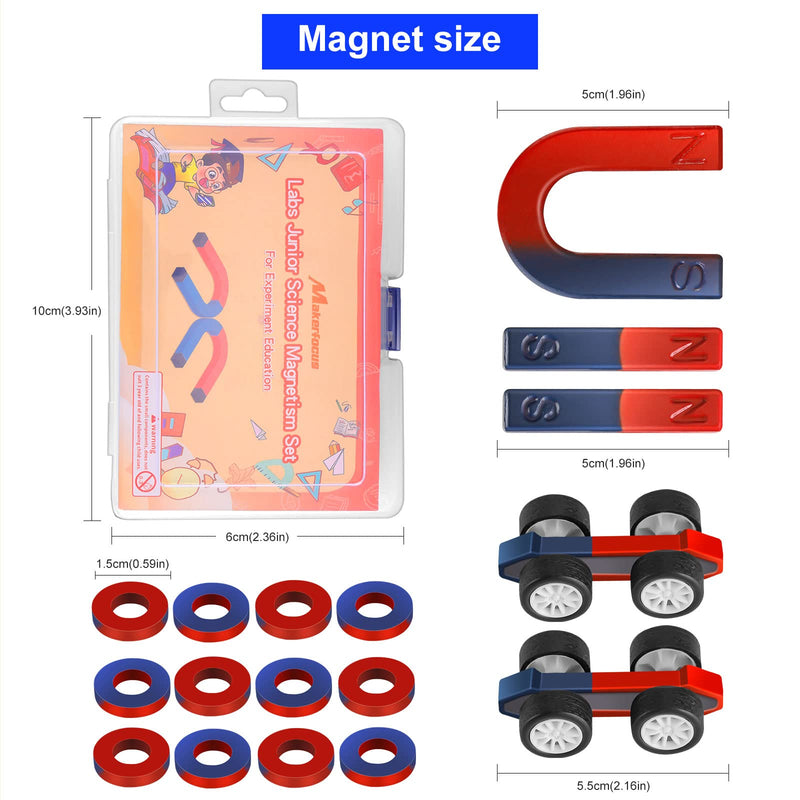 MakerFocus Science Magnet Kits for Kids:Educational Magnet Science Projects STEM Magnets Experiment Tools Physics Lab Magnet Kits Includes Bar/Ring/Horseshoe/Compass/Magnetic Iron Powder, White